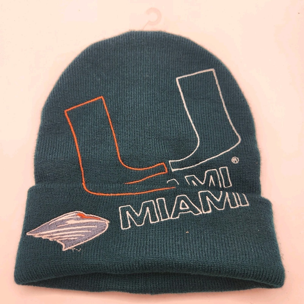 Drew Pearson Miami Hurricanes Beanie Hat Vintage Embroidered Logo Deadstock